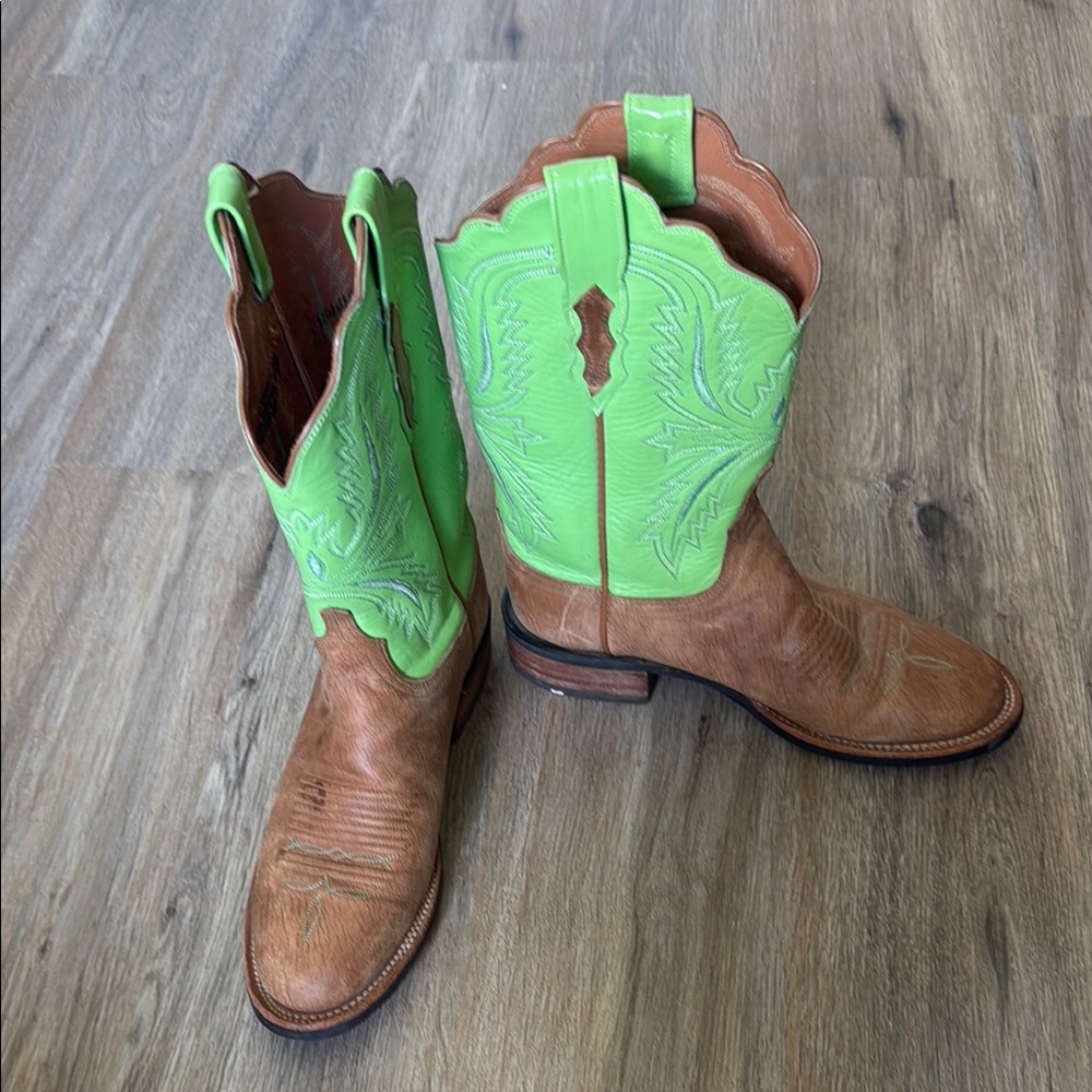 Lucchese Green and Brown Heeled Boots